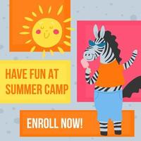 Have fun at summer camp, enroll now promo banner vector