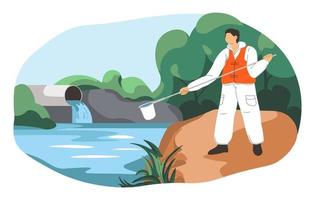 Examining water pollution level scientist research vector