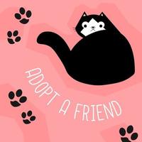 Adopt a friend, cute cat adoption banner vector