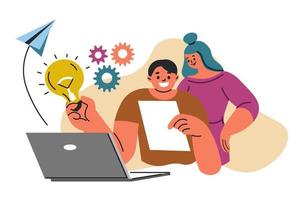 Business development and innovations by teamwork vector