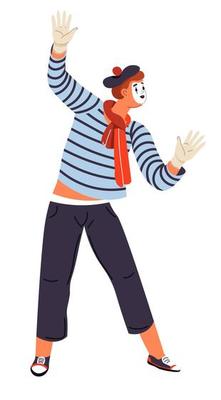 Pantonimist, mime performer at stage art personage