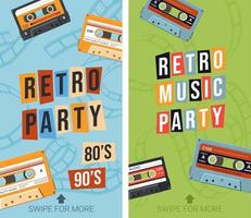 Retro party invitation or advertisement banner vector