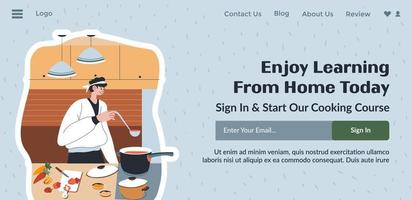 Enjoy learning from home today, cooking course vector