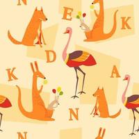 Alphabet letters and animal characters pattern vector