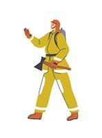 Firefighter with ax in hands, fireman with tool vector