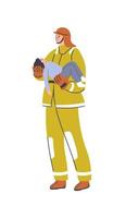 Firefighter with child, fireman saving people vector