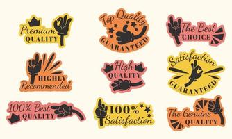 Sticker set design with product quality sign vector