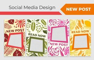 Social media story set with new post advertising vector