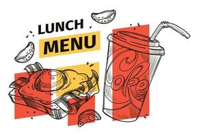 Lunch menu, bistro or street food restaurants vector