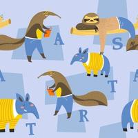 Animal alphabet, letters and characters portraits vector