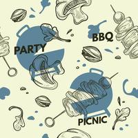 barbacoa fiesta y picnic, A la parrilla carne y vegetales vector