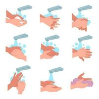 Advice on how to wash and dry hands vector