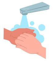 Lavado y frotamiento manos, higiene y protector medida vector