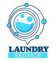 Laundry service, washing clothes in machine vector