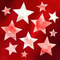 Watercolor stars seamless pattern. Hand-drawn white stars on red background design. Abstract Seamless Pattern. Grunge Background. photo