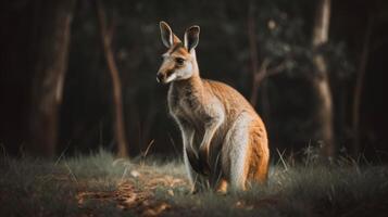 maravilloso asombroso vibrante Wallaby en propio habitat generativo ai foto