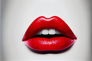 rojo labios en un blanco fondo.hd imagen generativo ai foto