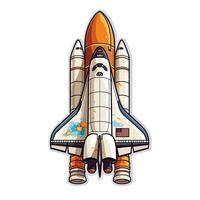 Cartoon rocket space ship take off, isolated vector illustration. spaceship icon logo. . photo