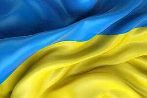 Blue and yellow background, waving the national flag of Ukrainian, waved highly detailed close-up. photo