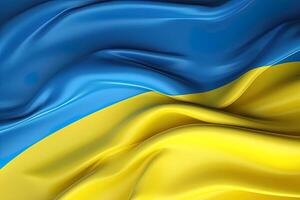 Blue and yellow background, waving the national flag of Ukrainian, waved highly detailed close-up. photo