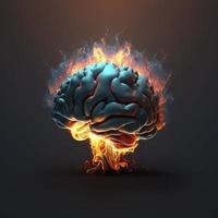 Human brain Medical and health care conceptual illustration, 3d render, Generate Ai photo