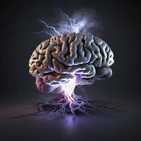 humano cerebro médico y salud cuidado conceptual ilustración, 3d prestar, generar ai foto