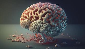 humano cerebro médico y salud cuidado conceptual ilustración, 3d prestar, generar ai foto