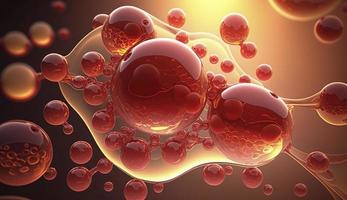 3d representación de humano célula o embrionario vástago celúla, rojo cáncer células, rojo virus, virus o bacterias células, humano cáncer celúla, 3d ilustración de t células o cáncer células, generar ai foto
