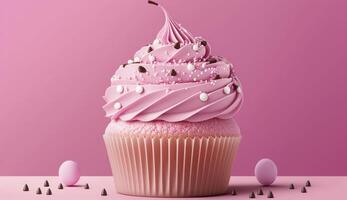 pink cupcake for Valentines Day, Generative AI photo