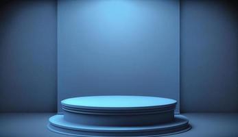 Blue podium display background for your product presentation or product display pedestal, Generate Ai photo