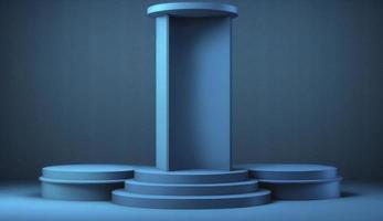 Blue podium display background for your product presentation or product display pedestal, Generate Ai photo