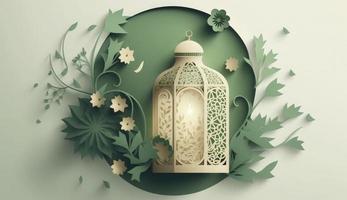 Islamic greeting Eid Mubarak cards for Muslim Holidays. Eid-Ul-Adha festival celebration. Arabic Ramadan Lantern. Decoration lamp, Generate Ai photo