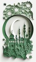 Paper art, eid mubarak, ramadan kareem, rmadan kareem greeting card, ramadan kareem banner, ramadan kareem card, eid mubarak ramadan, eid mubarak template, Generate Ai photo