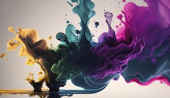 Abstract soft colorful ink splash in water background , photo