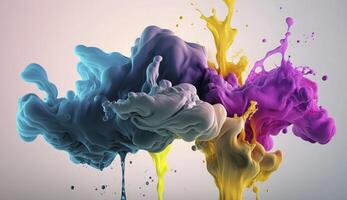 Abstract soft colorful ink splash in water background , photo