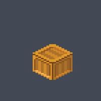 wooden crate in pixel art style vector