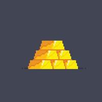 golden bar pile in pixel art style vector