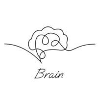 Brain icon continue single line illustration vector