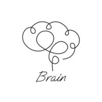 Brain icon continue single line illustration vector