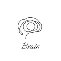 Brain icon continue single line illustration vector