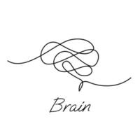 Brain icon continue single line illustration vector