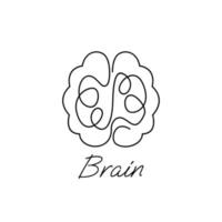 Brain icon continue single line illustration vector