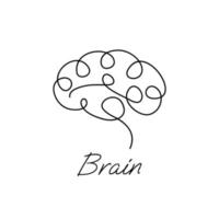 Brain icon continue single line illustration vector