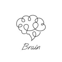 Brain icon continue single line illustration vector