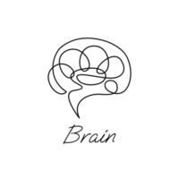 Brain icon continue single line illustration vector