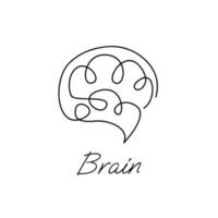 Brain icon continue single line illustration vector