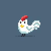 a chicken in pixel art style vector