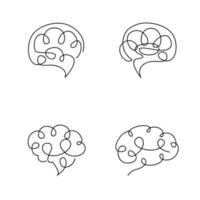 Brain icon continue single line illustration set collection vector