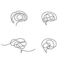 Brain icon continue single line illustration set collection vector