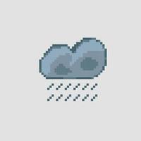 rainy cloud in pixel art style vector